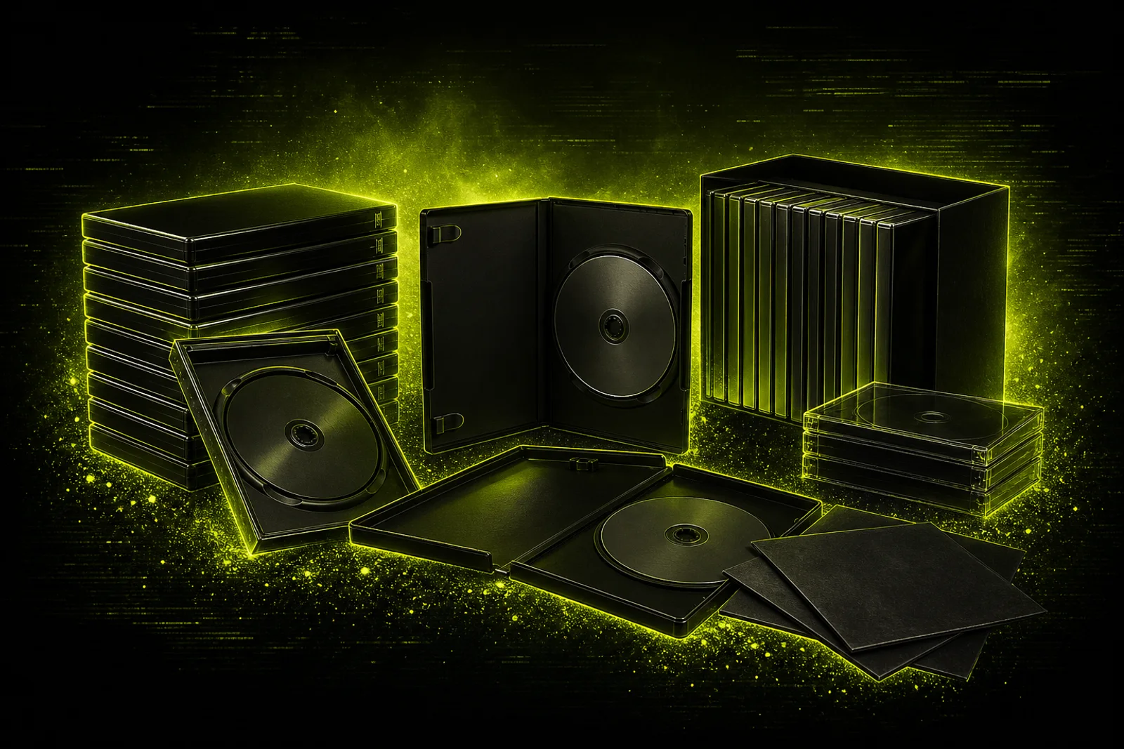 Neon-lit DVDs and media bundles
